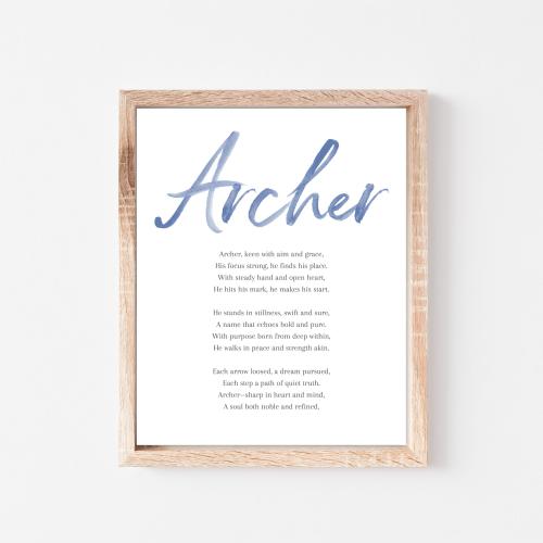 Archer Baby Name Meaning Poem Baby Names Nursery Sign Boy Names Printable Poem Instant Digital Downloads to put in nursery