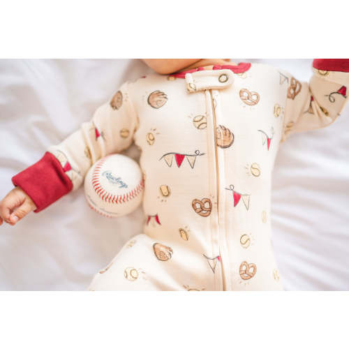 Organic Cuffed Zipper Footie in Game Day – L'ovedbaby