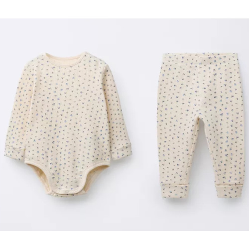 FLORAL WAFFLE BODYSUIT AND LEGGINGS SET - Blue | ZARA United States