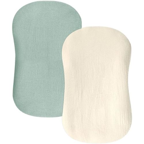 Hooyax Muslin Baby Lounger Cover 2 Pack, Soft and Breathable Newborn Lounger Cover, Infant Lounger Cover, Adorable Lounger Slipcover for Boys Girls, Covers Only (Pink, Wheat)