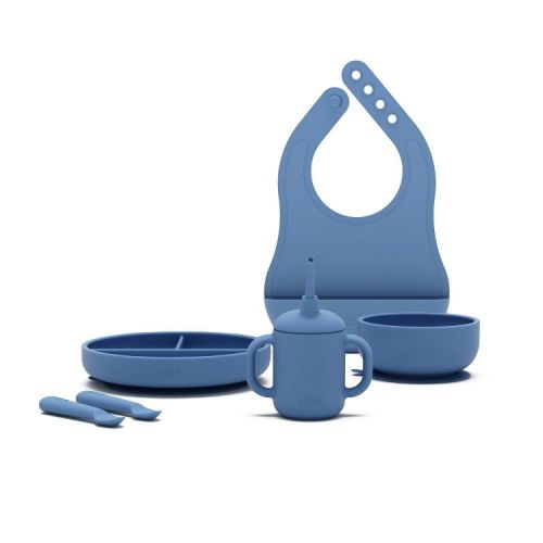 Lalo 6pc Silicone First Bites Full Kit Feeding Set - Blueberry