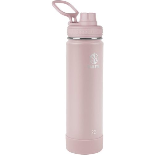 Takeya Actives Water Bottle with Spout Lid - Bottle with Double Stainless Steel Insulation - Dishwasher Safe & BPA-Free - Bottle with Spout Lid & Removable Bumper - 22 oz, Blush