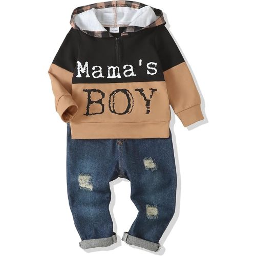 XUANHAO Toddler Boy Clothes Infant Baby Boy Outfits 12 18 24 Months 2T 3T 4T 5T Hoodie Jeans Pants Set Fall Winter Clothing 12-18 M