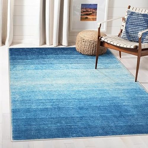 Wonnitar Modern Ombre Area Rug 4x6, Washable Blue Rugs for Living Room, Non-Slip Dining Room Throw Mat, Contemporary Indoor Accent Floor Carpet for Laundry Kitchen Entrance Mudroom (Blue, 4'x6')