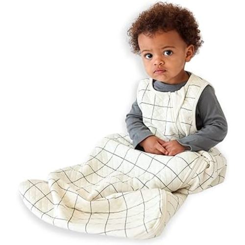 Tealbee Dreambag: Rayon made from Bamboo, Organic Cotton Baby Sleep Sack Universal Fit 6-24 months - 1.2 TOG All Season Baby Wearable Blanket - 2-way zipper - Checkered
