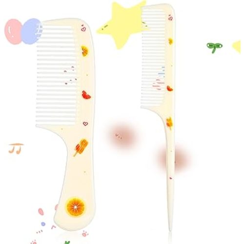 Baby Comb Set, Small Cute Fine Tooth Toddler Comb & Rat Tail Baby Comb for Styling, Pink Baby Hair Comb Plastic Parting Combs, Anti-Static Mini Hairdressing Comb for Baby Girl Wet Dry Hair (2Pcs)