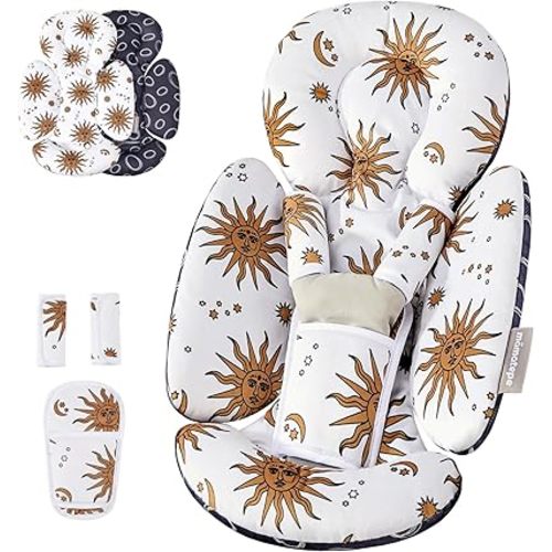 Infant Car Seat Insert, Baby Carseat Head and Body Support for Newborn, Soft Breathable, Reversible Design, Universal for Baby Swings, Car Seats, Strollers, Yellow
