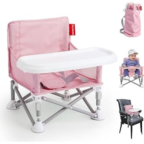 Tiny Marvels Portable 3-in-1 Baby Chair – Cozy Toddler Chair, Baby Seat with Tray, Booster Seat – Compact, Foldable, Safe with Child Safety Belt Carry Bag – Perfect for Travel & Family Time