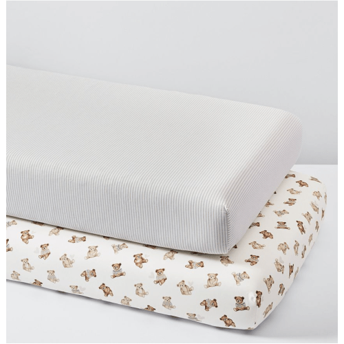 Teddy Bear Organic Crib Sheet Bundle - Set of 2
