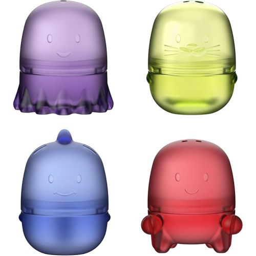 Ubbi Translucent Interchangeable Bath Toys for Baby and Toddler, Colorful Mix and Match Baby Bathtub Toys, Set of 4