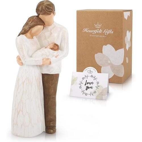 New Parents Gifts for Couples,New Mom Gifts for Women,A Family of Three Figurines Hand-Painted,Gift for First Time Mom and Dad,Parents and Baby Figurines,New Dad Gift for Men