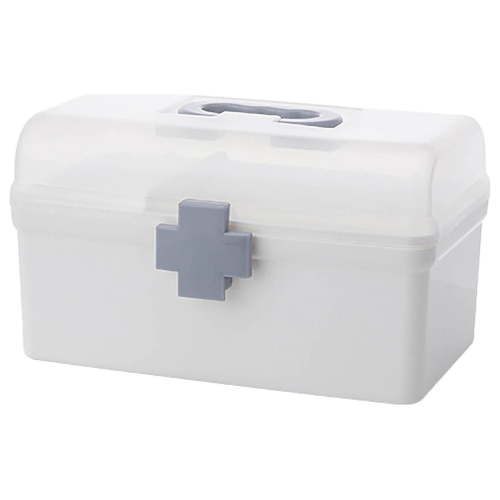 BMYJ White Large Empty First Aid Box for Family, Office, Travel – Portable Emergency Medical Kit Organizer with Handle, Detachable Holder, and Clear Storage Bin (2 Size Options)