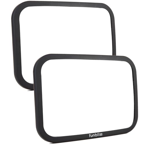 Funbliss 2-Pack Baby Car Mirror - Shake-Proof & Shatterproof, 360° Adjustable Angle, Clear Wide View for Rear-Facing Infants, Easy Install, Perfect Baby Travel Gear & Carseat Accessories