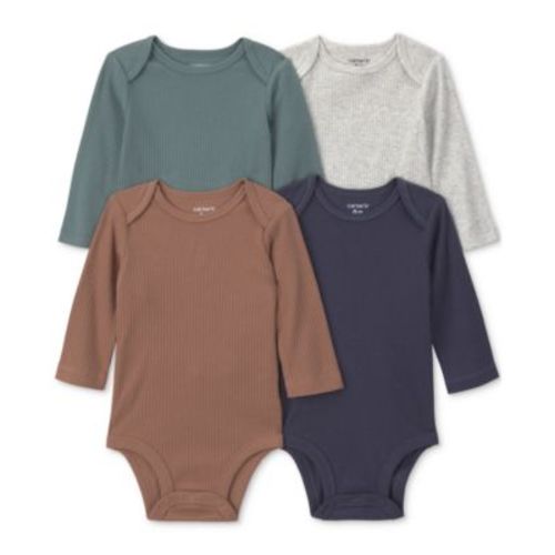 Baby Boys' Long-Sleeve Bodysuits, 4-Pack