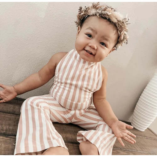 Hippie Vibes Jumpsuit in Pink Stripes | Reverie Threads
