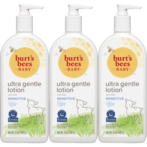 Burt's Bees Baby Ultra Gentle Lotion with Aloe for Sensitive Skin, Pediatrician Tested, 99.0% Natural Origin, Pack of 3