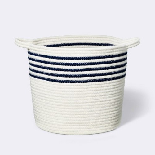Coiled Rope Bin with Color Band - Cloud Island™, Color: Navy Stripes