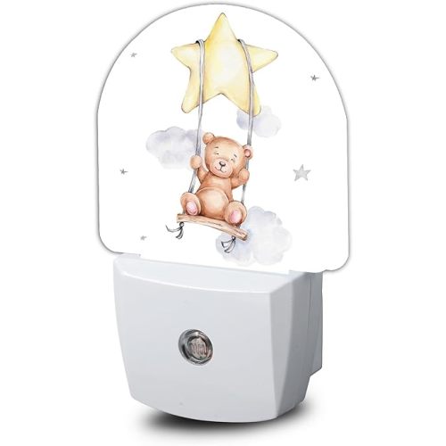 Teddy Bear Night Light,Cute Night Lights Plug into Wall with Dusk to Dawn Sensor,Lamp for Bedroom Bathroom Hallway Nightlight for Women Girls