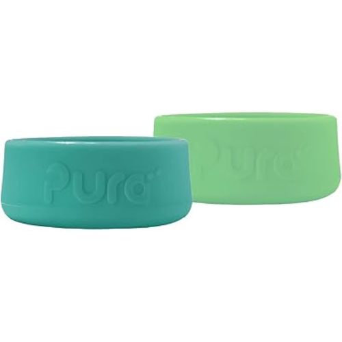 Pura Kiki Silicone Bottle Bumper - Plastic-Free, Medical-Grade, Dishwasher Safe, Protective, Leakproof Cover & Anti-Slip Bottom Cover - Compatible w/Pura Stainless Bottles 5oz 9oz & 11oz (Moss & Mint)