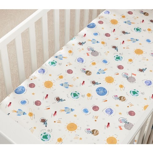 Space Organic Crib Fitted Sheet | Pottery Barn Kids