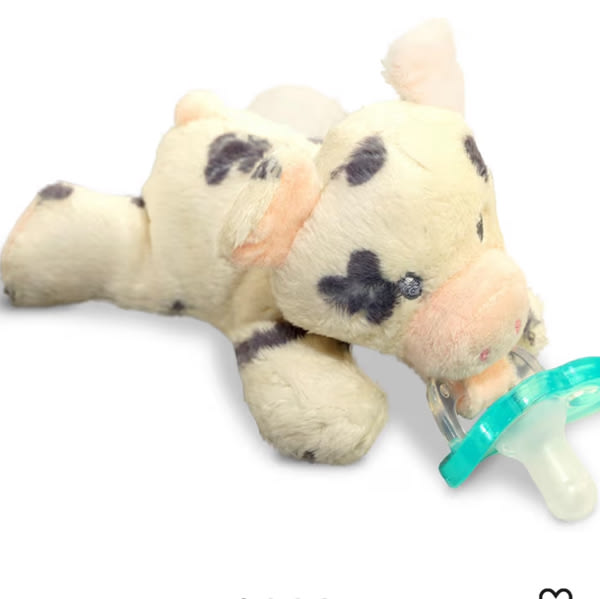 RaZbaby JollyPop Pacifier, Holder w/Detachable Baby Pacifier, Stuffed Animal RaZbuddy, All Ages 0M+, 100% Medical Grade USA Made Silicone, Machine Washable, Textured & Easy to Hold – Pig