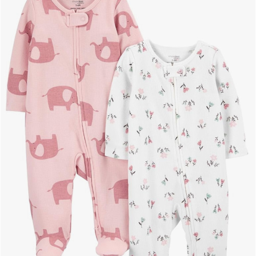 Simple Joys by Carter's baby-girls 2-way Zip Thermal Footed Sleep and Play, Pack of 2