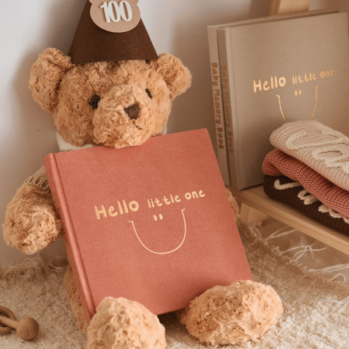 Velvet Baby Memory Book, Baby’s First Year, Journal for New Parents, Baby Shower Gift, Linen Milestone Scrapbook Keepsake, Christmas Gift