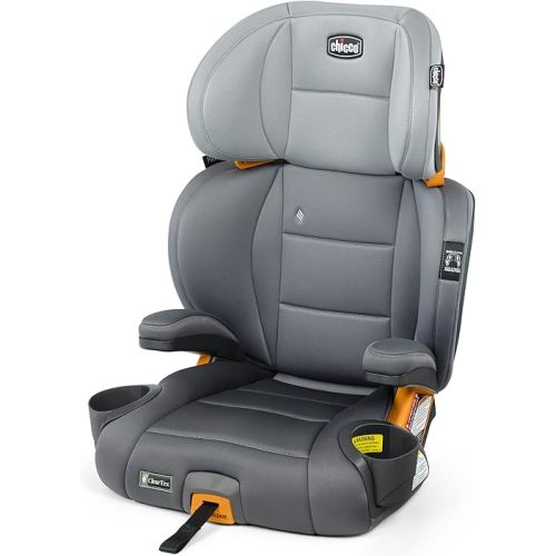 Chicco KidFit ClearTex Plus 2-in-1 Belt-Positioning Booster Car Seat, Backless and High Back Booster Seat, for Children Aged 4 Years and up and 40-100 lbs. | Drift/Grey