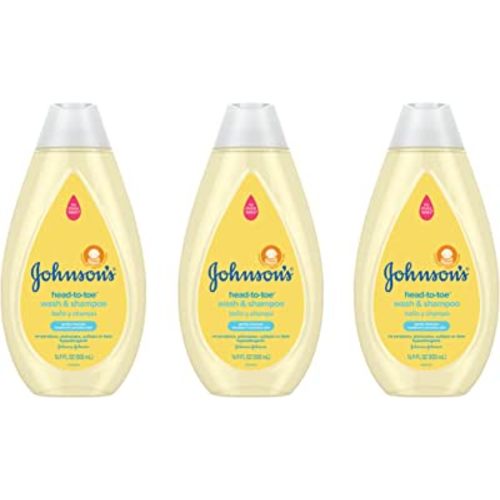 Johnson's Head-to-Toe Gentle Tear-Free Baby & Newborn Wash & Shampoo, Sulfate-, Paraben- Phthalate- & Dye-Free, Hypoallergenic Wash for Sensitive Skin & Hair, 3 x 16.9 fl. Oz (Amazon Exclusive)