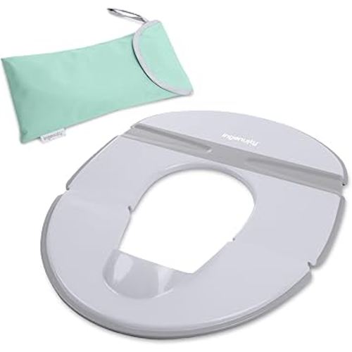 Ingenuity Foldaway Travel Potty Training Seat with Storage Bag, Folding & Portable Toddler Potty Seat, Easy One-Handed Open, Non-Slip Grip