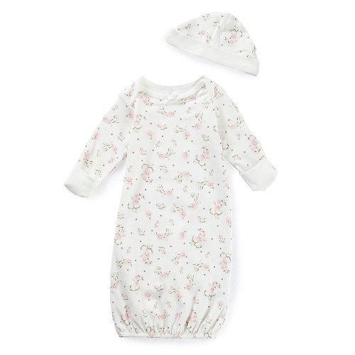 Little Me Baby Girls Newborn-3 Months Vintage Rose Gown & Hat Set