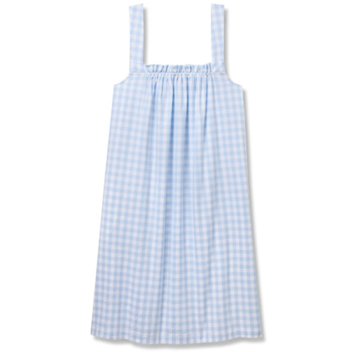 Women's Twill Annabelle Nightgown in Light Blue Gingham