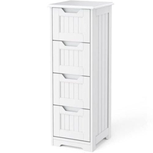 Storage Cabinet, Lofka 33" Small Bathroom Floor Cabinet with 4 Drawers, White
