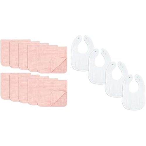 Comfy Cubs Muslin Burp Cloths and Muslin Baby Bibs Bundled