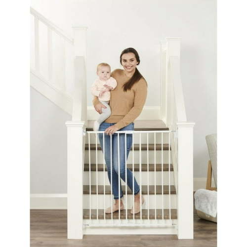 Regalo 2-in-1 Extra Tall Easy Swing Stairway and Hallway Walk Through Baby Gate, White