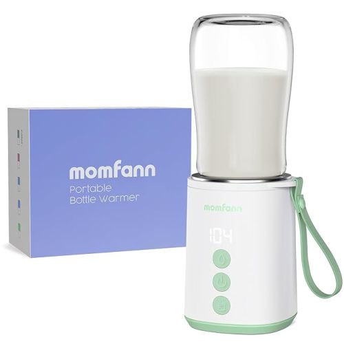 Portable Bottle Warmer, Travel Baby Bottle Warmer for Breastmilk, Leak-Proof, Fast Heating, Multi-Level Temperature Control and Automatic Shut-Off, Olive Green