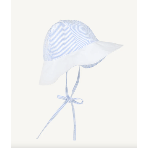 Sawyer Sun Hat - Breakers Blue Seersucker with Worth Avenue White