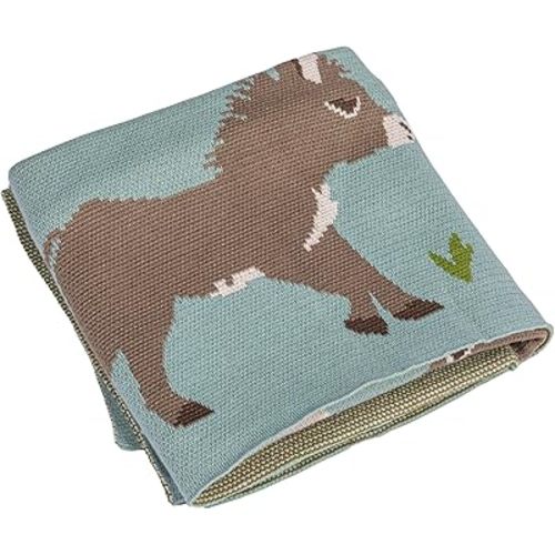 Creative Co-Op Cotton Knit Baby Blanket with Donkeys, 40" L x 32" W