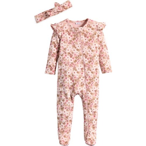 Zip Front Footie & Headband Set, Newborn