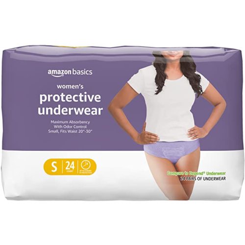 Amazon Basics Incontinence Underwear for Women, Protective, Disposable, Postpartum, Maximum Absorbency, Small, Lavender, 24 Count