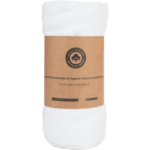Organic Cotton White Swaddle Blanket for Newborn - White Muslin Swaddle Blanket - Newborn Baby Gauze Swaddling Blanket - 100% Certified Organic Cotton - 47”x47” (1 Swaddle)