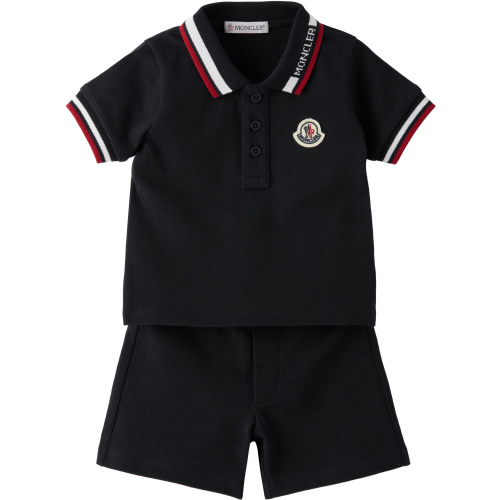 Baby Navy Logo Patch Polo & Shorts Set