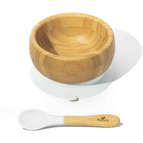 Avanchy | Bamboo Baby Bowls - BLW Suction Infant Feeding Bowl + Spoon