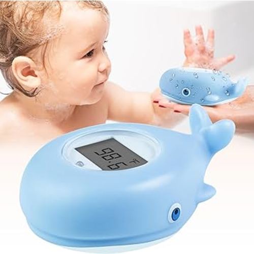 Baby Bath Thermometer, Whale Bath Thermometer Baby Safety, BPA-Free Bath Tub Thermometer, Temp Warning Water Thermometer & Room Thermometer, Bath Thermometer for Pregnancy, Infants, Newborn