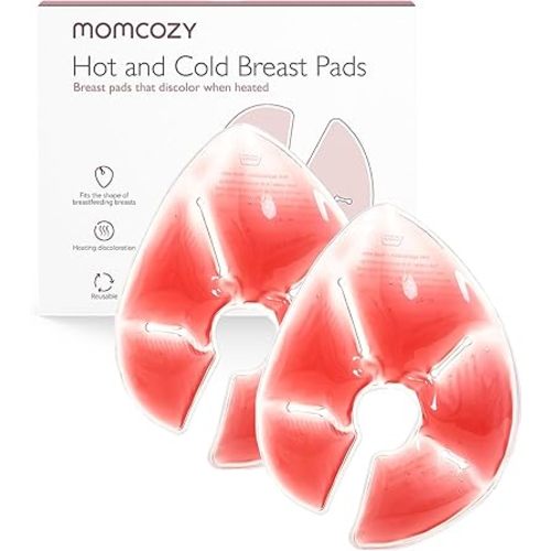 Momcozy Large Reusable Breast Therapy Packs, Temp-Sensing Hot and Cold Gel Breast Pads, Breastfeeding Essentials for Relieve Clogged Ducts, Nipple Pain, Improve Milk Flow, Engorgement, 2 Pack