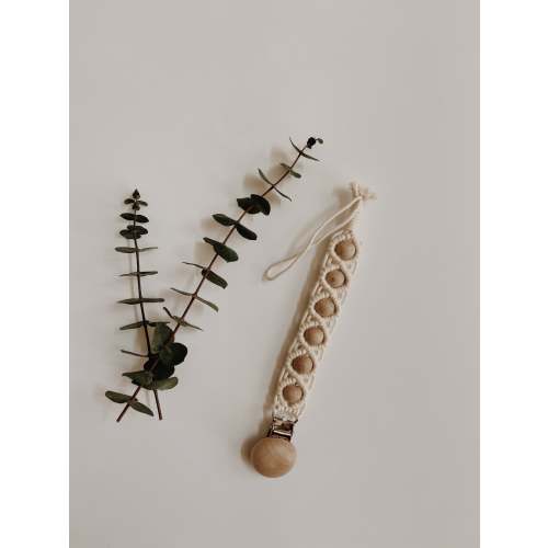 Wood &amp; Macrame Pacifier Clip
