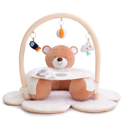 Baby Gym Play Mat, Tummy Time Mat & Activity Gym, Infant Play Mat with Detachable Toys for Sensory Exploration and Motor Skill Development