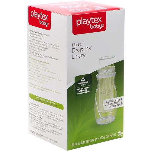 Playtex Baby Nurser Pre-Sterilized Disposable Drop-Ins Bottle Liners, Anti-Colic, Gas Reduction, Closer to Breastfeeding, 8 Oz, 100 Count