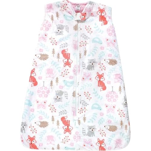 Hudson Baby Unisex Baby Mink with Sherpa Inner Sleeping Bag, Sack, Blanket, Girl Woodland, 0-6 Months