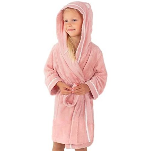 Premium Soft Toddler Bathrobe - Rayon from Bamboo Toddler Robe with Hood - Kids Boys & Girls Robe